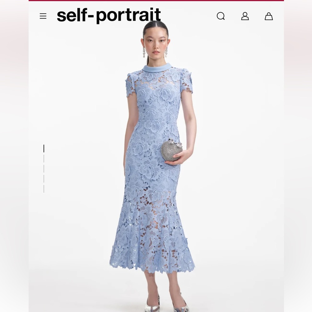 Blue lace dress with crystals. size S like new